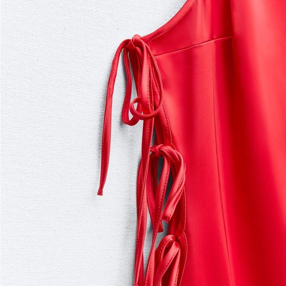 Zara Tied Satin Effect Dress L - Picture 9 of 9